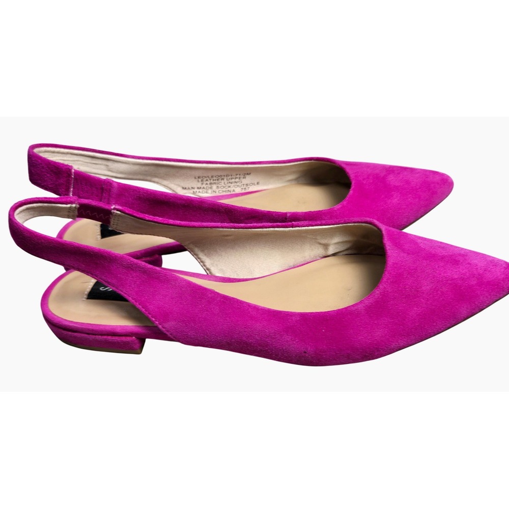Women's Steve Madden 7.5M Fuchsia Pink Suede Slingback Pointed Toe Flats LEO